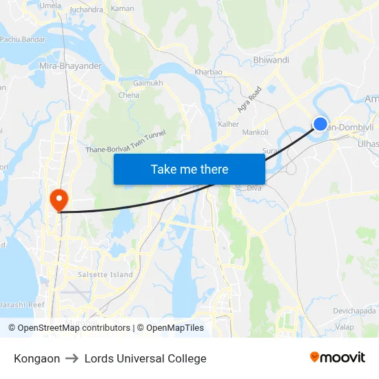Kongaon to Lords Universal College map