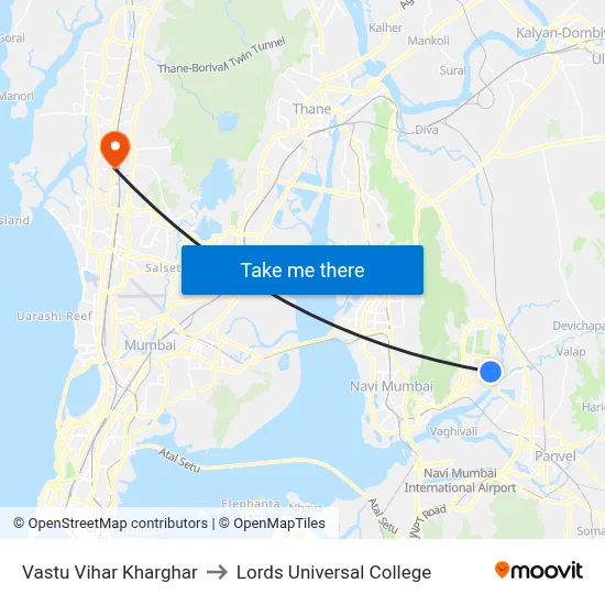 Vastu Vihar Kharghar to Lords Universal College map