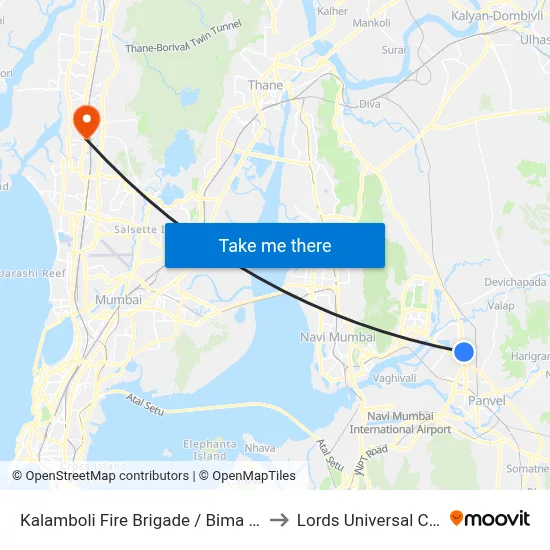 Kalamboli Fire Brigade / Bima Complex to Lords Universal College map