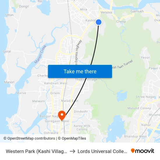 Western Park (Kashi Village) to Lords Universal College map