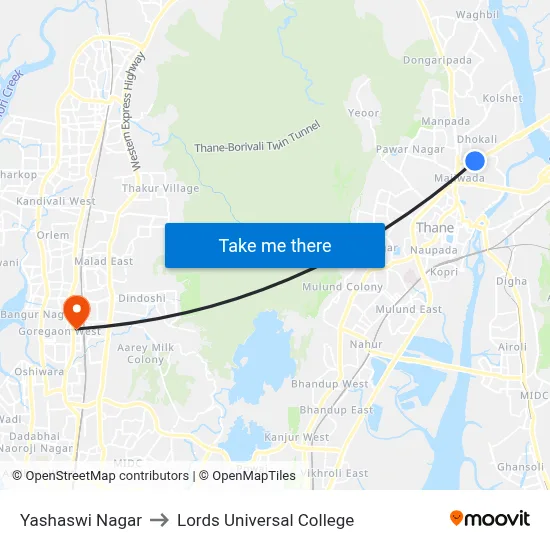 Yashaswi Nagar to Lords Universal College map