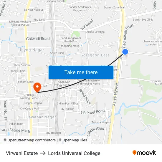 Virwani Estate to Lords Universal College map