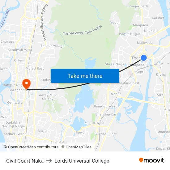 Civil Court Naka to Lords Universal College map