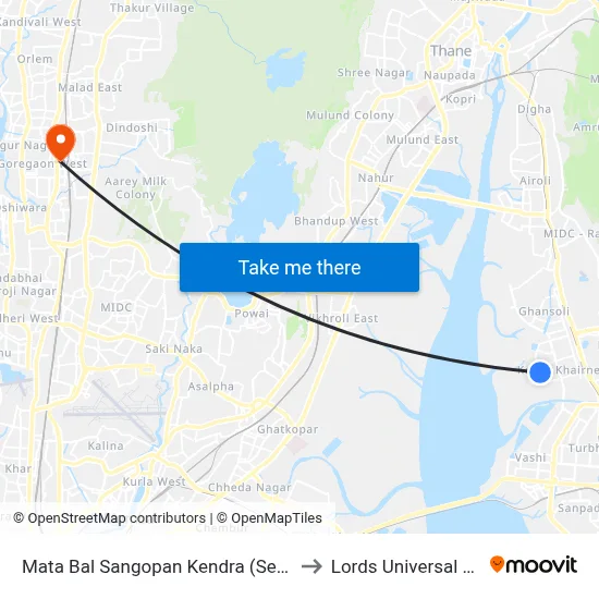 Mata Bal Sangopan Kendra (Sector No.22) to Lords Universal College map