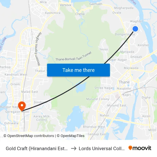 Gold Craft (Hiranandani Estate) to Lords Universal College map