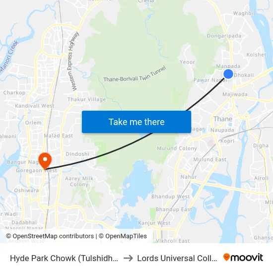 Hyde Park Chowk (Tulshidham) to Lords Universal College map