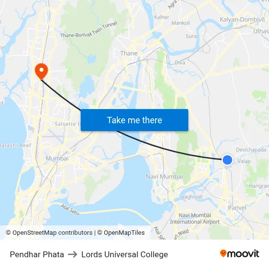 Pendhar Phata to Lords Universal College map
