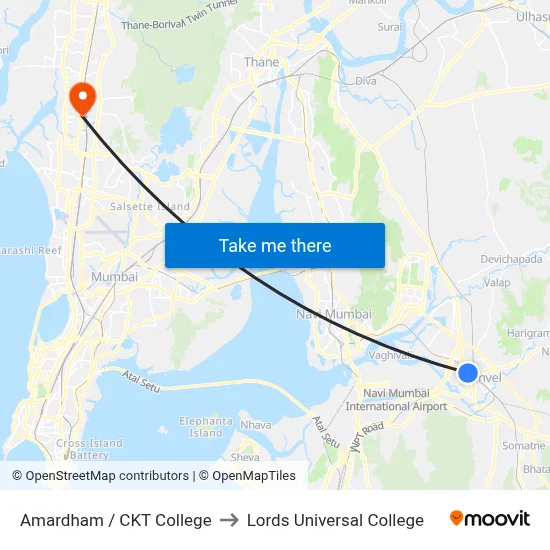 Amardham / CKT College to Lords Universal College map