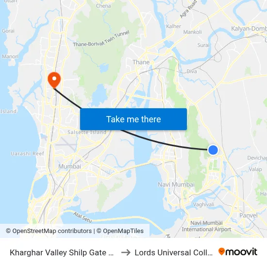 Kharghar Valley Shilp Gate No.2 to Lords Universal College map