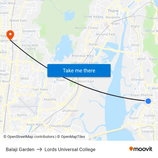 Balaji Garden to Lords Universal College map