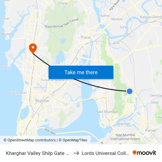 Kharghar Valley Shilp Gate No.1 to Lords Universal College map