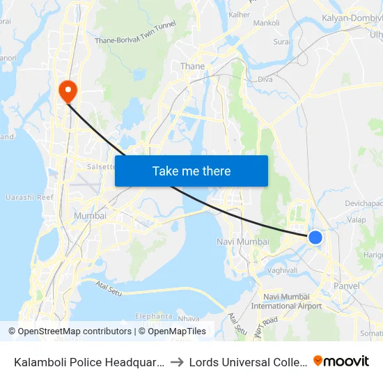 Kalamboli Police Headquarter to Lords Universal College map