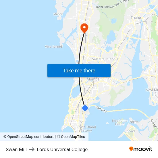 Swan Mill to Lords Universal College map