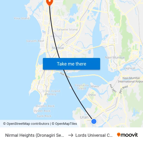Nirmal Heights (Dronagiri Sector 51) to Lords Universal College map