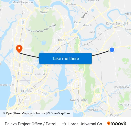 Palava Project Office / Petrol Pump to Lords Universal College map