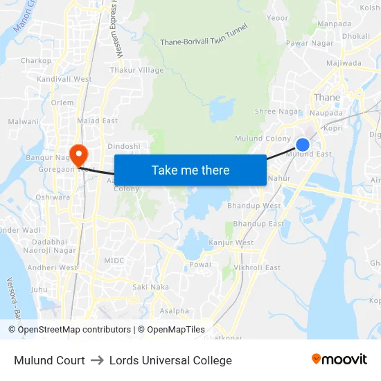 Mulund Court to Lords Universal College map