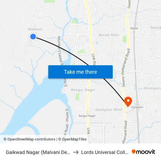 Gaikwad Nagar (Malvani Depot) to Lords Universal College map