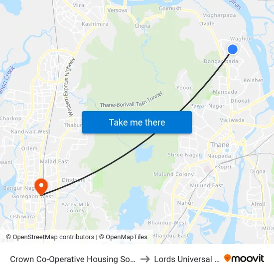 Crown Co-Operative Housing Society (Thane) to Lords Universal College map