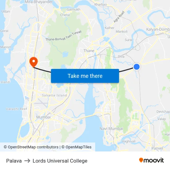 Palava to Lords Universal College map