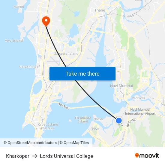 Kharkopar to Lords Universal College map