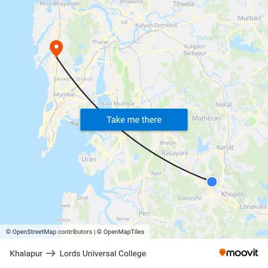 Khalapur to Lords Universal College map