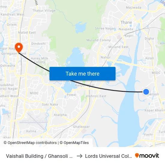 Vaishali Building / Ghansoli Depot to Lords Universal College map