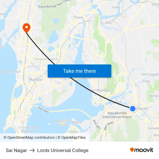 Sai Nagar to Lords Universal College map