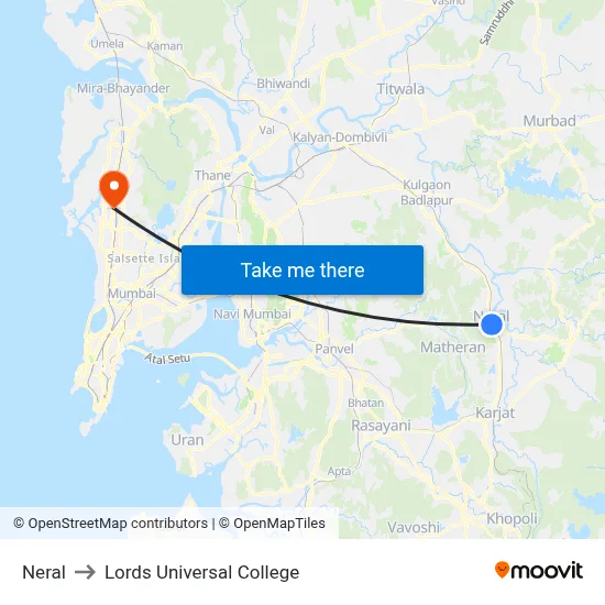 Neral to Lords Universal College map