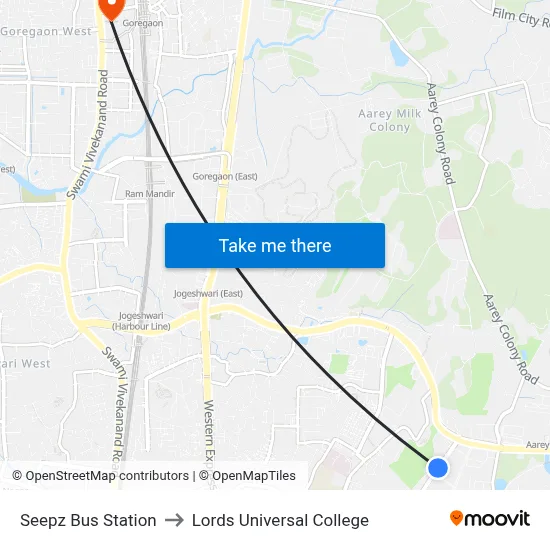 Seepz Bus Station to Lords Universal College map