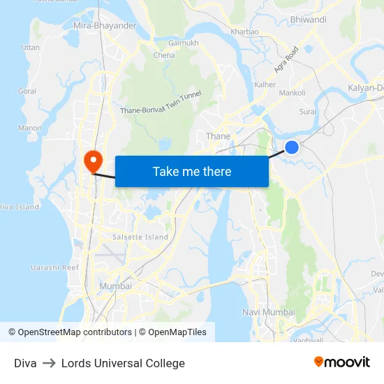 Diva to Lords Universal College map