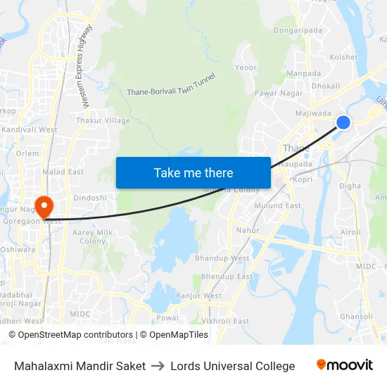 Mahalaxmi Mandir Saket to Lords Universal College map