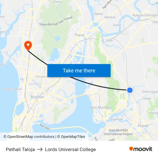 Pethali Taloja to Lords Universal College map