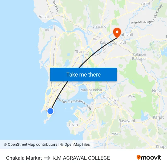 Chakala Market to K.M AGRAWAL COLLEGE map