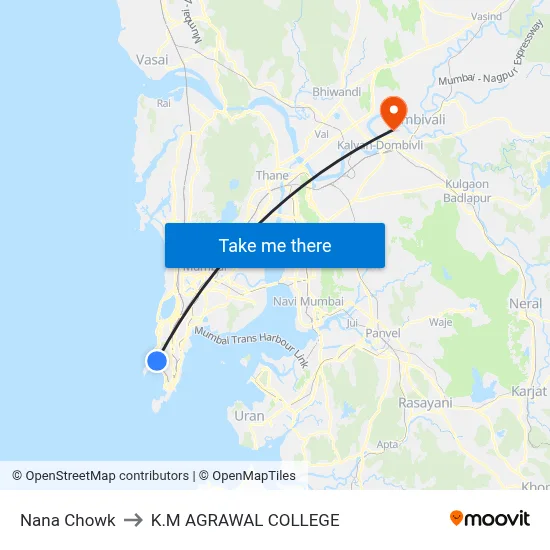 Nana Chowk to K.M AGRAWAL COLLEGE map