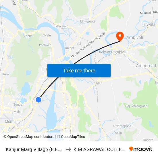 Kanjur Marg Village (E.E.H) to K.M AGRAWAL COLLEGE map