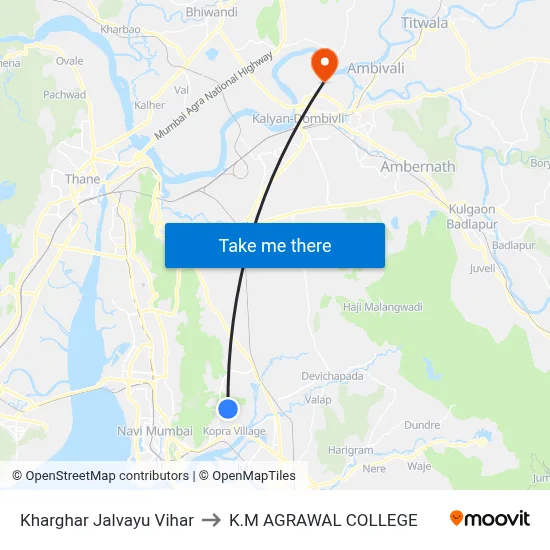 Kharghar Jalvayu Vihar to K.M AGRAWAL COLLEGE map