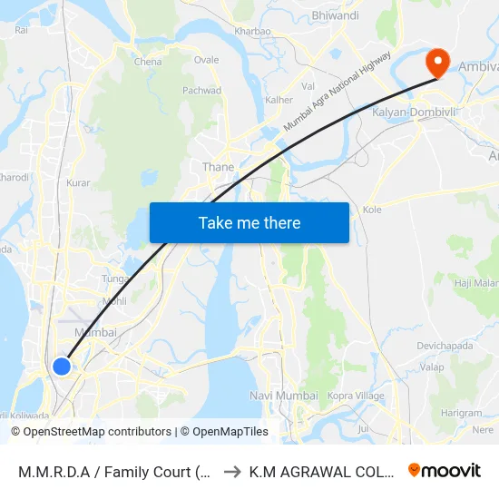 M.M.R.D.A / Family Court (B.K.C) to K.M AGRAWAL COLLEGE map