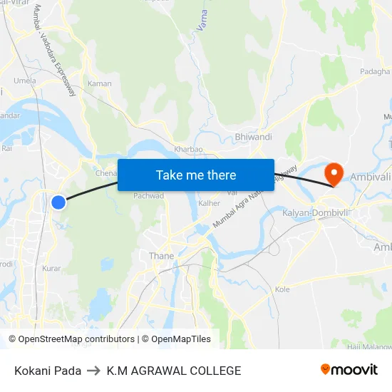 Kokani Pada to K.M AGRAWAL COLLEGE map