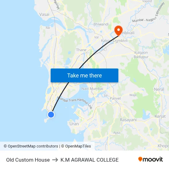 Old Custom House to K.M AGRAWAL COLLEGE map