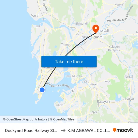Dockyard Road Railway Station to K.M AGRAWAL COLLEGE map