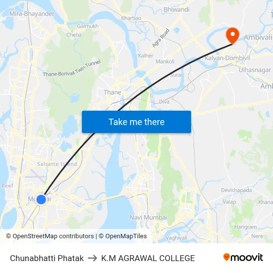 चुनाभट्टी फाटक to के एम अग्रवाल कॉलेज map
