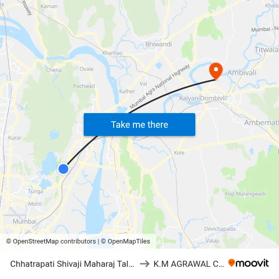 Chhatrapati Shivaji Maharaj Talao (Bhandup) to K.M AGRAWAL COLLEGE map
