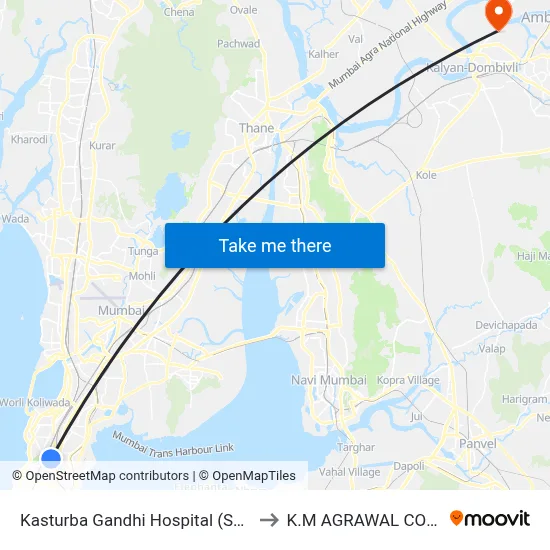 Kasturba Gandhi Hospital (Saatrasta) to K.M AGRAWAL COLLEGE map