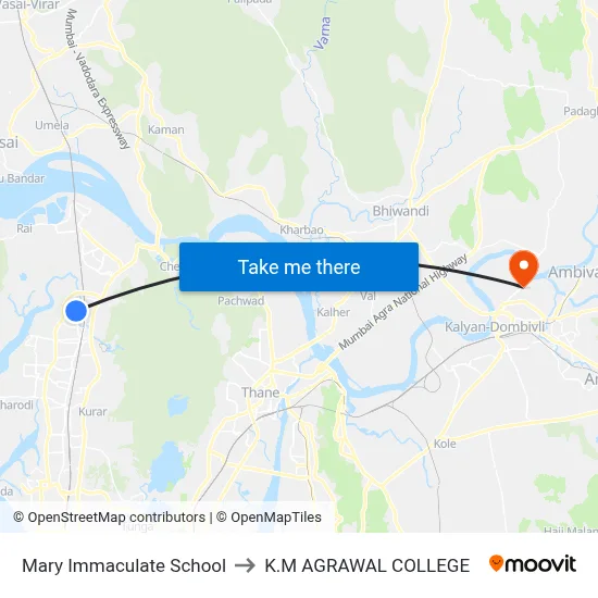 Mary Immaculate School to K.M AGRAWAL COLLEGE map