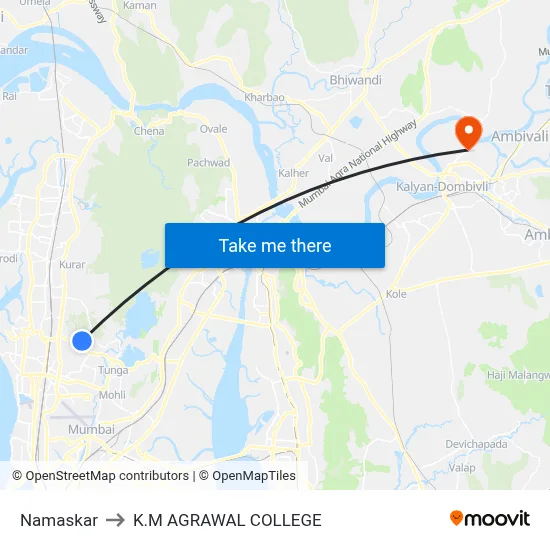 Namaskar to K.M AGRAWAL COLLEGE map