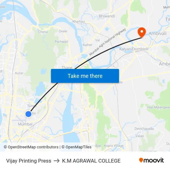 Vijay Printing Press to K.M AGRAWAL COLLEGE map