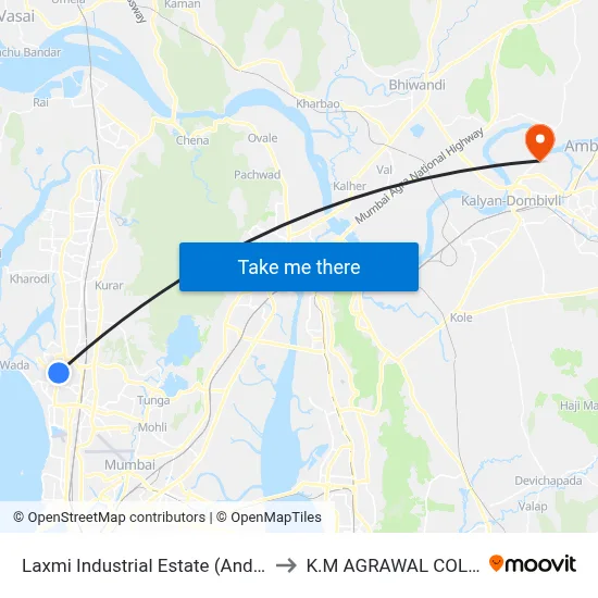 Laxmi Industrial Estate (Andheri W) to K.M AGRAWAL COLLEGE map