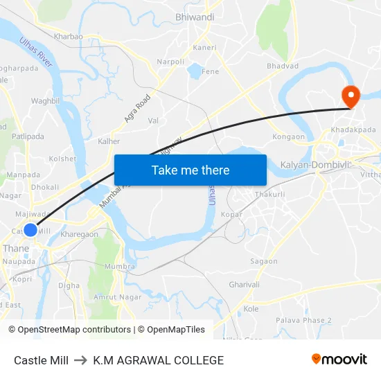 Castle Mill to K.M AGRAWAL COLLEGE map