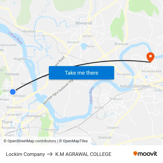 Lockim Company to K.M AGRAWAL COLLEGE map