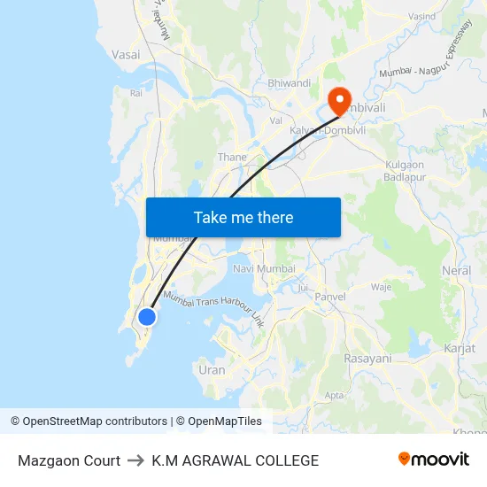 Mazgaon Court to K.M AGRAWAL COLLEGE map